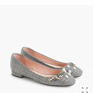 J crew poppy ballet flats in embellished plaid